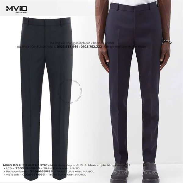 Quần Vải Alexander Mcqueen Xanh Navy Wool Mo Hair MHO 624301 QR042