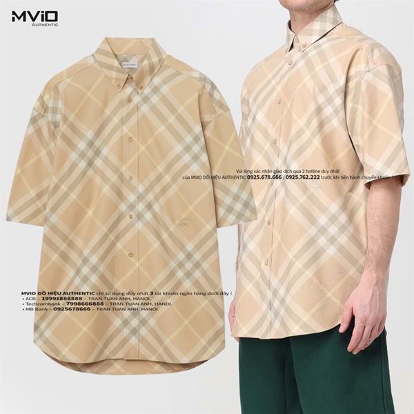 Sơ Mi Burberry Cộc Tay Flax IP Check 8082478