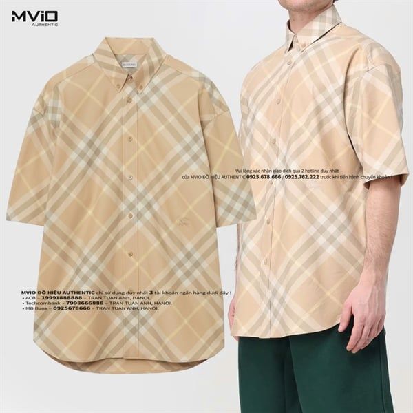 Sơ Mi Burberry Cộc Tay Flax IP Check 8082478
