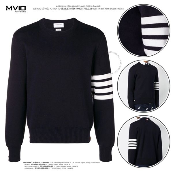 Len Thom Browne Navy Tay Viền Trắng MKA202A 00219 415