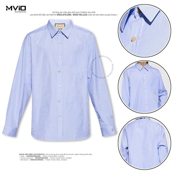 Sơ Mi Gucci Xanh Kẻ Trắng 751065 ZANYM 99716
