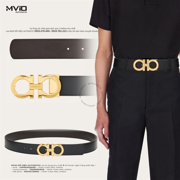 Belt Salvatore Đen Mặt Khoá Gold 675542 586940