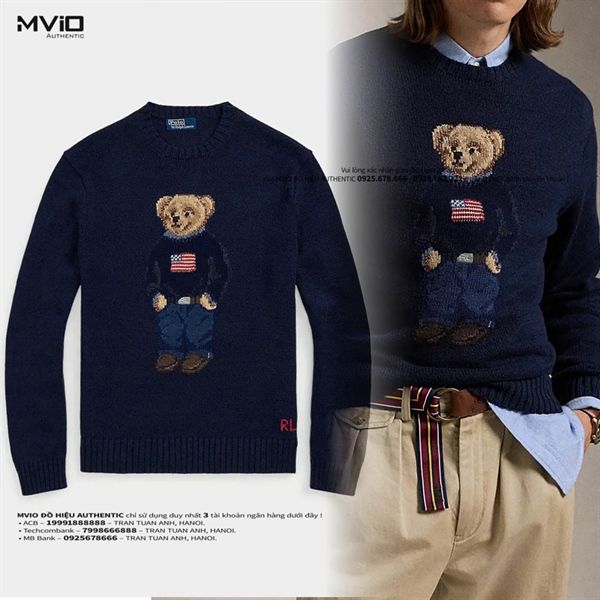 Len Polo RalphLauren Navy Hoạ Tiết Gấu 710946137 001