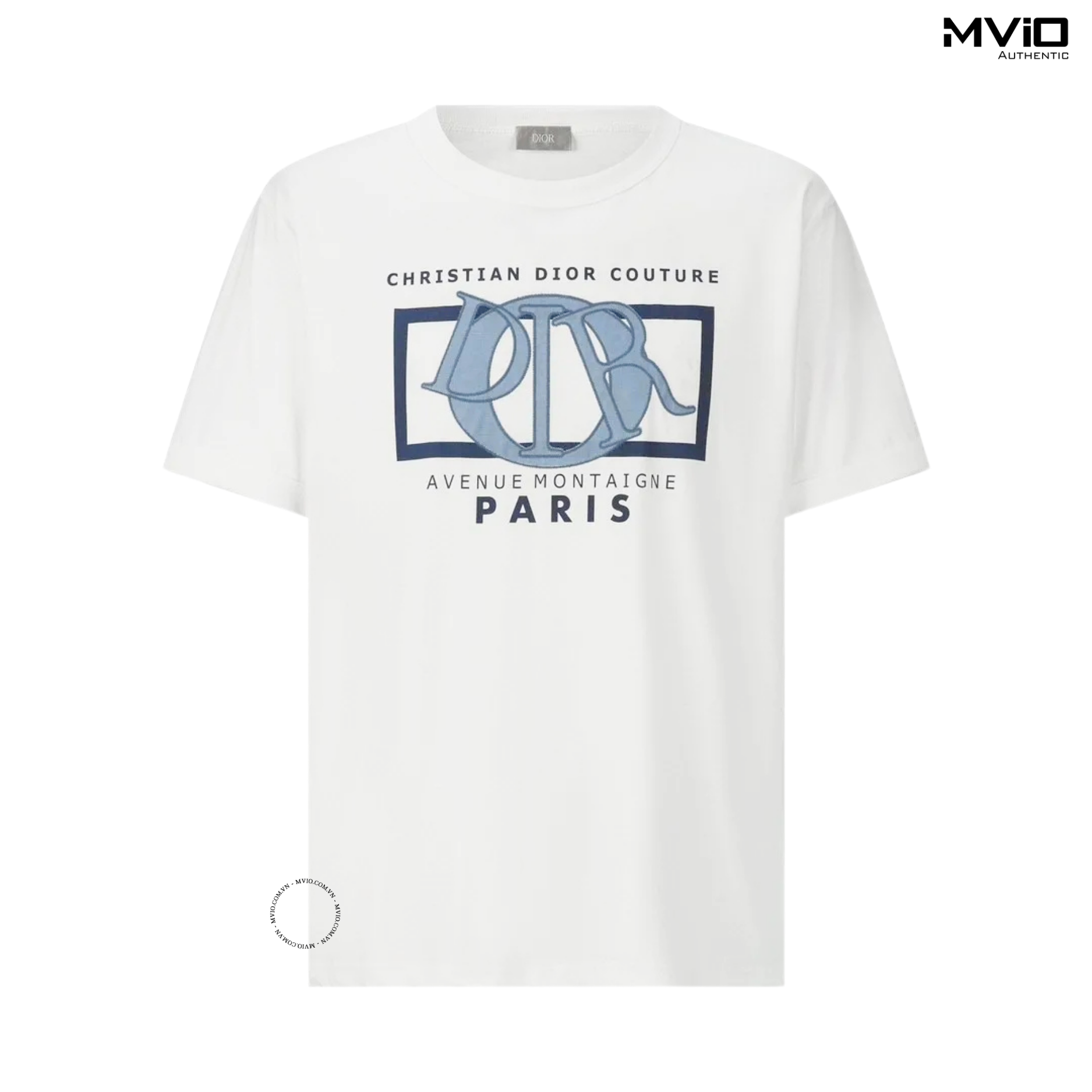 Phông Dior Trắng Chữ Xanh Paris 493J642A0817_C085.
