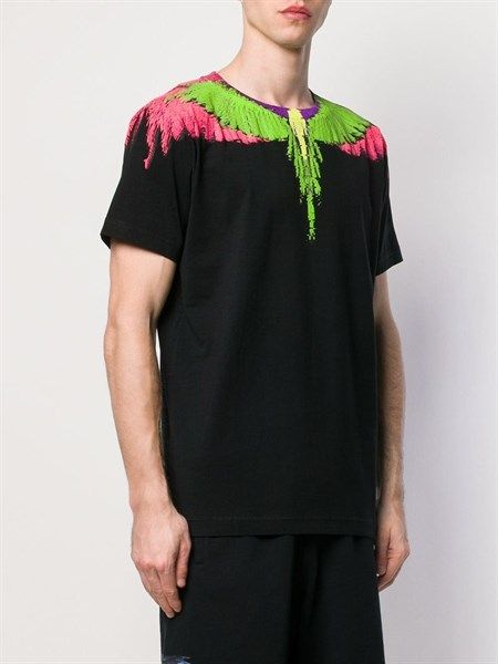 Phông Marcelo Burlon Đen Cánh Xanh Lá Hồng Cmaa018S19001025
