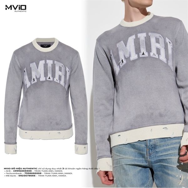 Len Amiri Xám Mix Chữ Ngực Trắng AMKNCW1026
