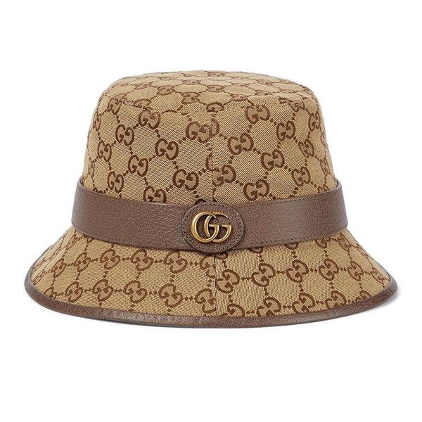 Mũ Gucci Bucket Be Mono Logo Marmont Viền Nâu