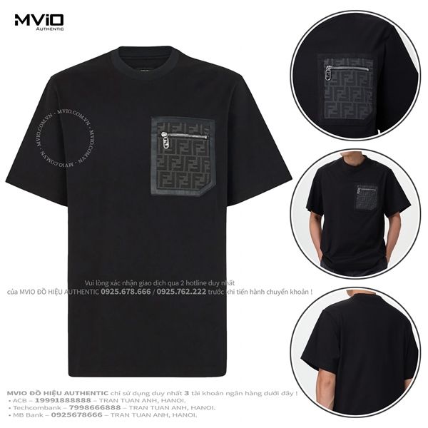 Phông Fendi Đen Túi Ngực Khoá Vân FF FY1257 APM4 F0QA1