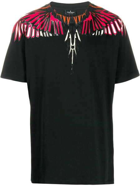 Phông Marcelo Burlon Đen Cánh Cao Su Đỏ Cmaa018F190010051088