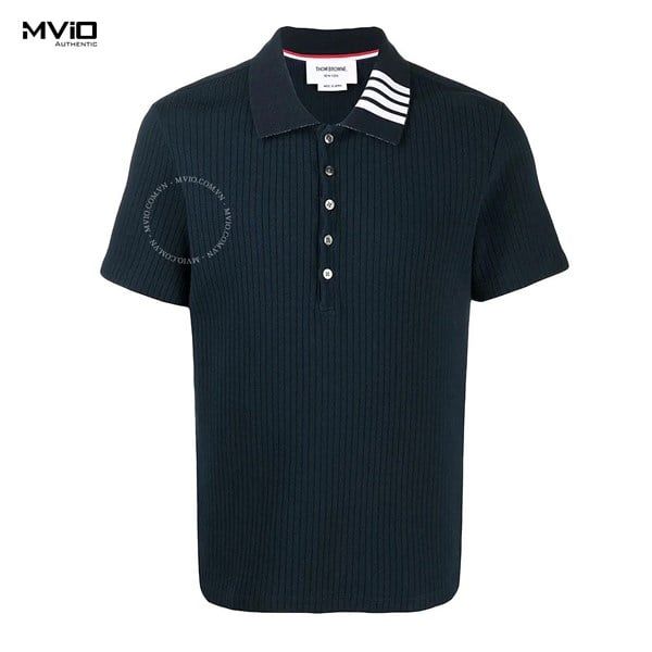 Polo Thom Browne Navy Cổ Vạt Trắng MJP116A07063415