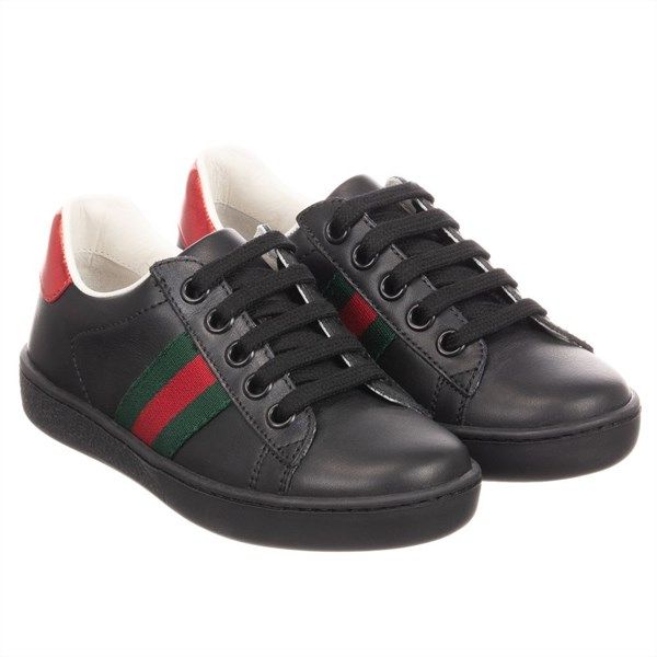 Sneaker Gucci Đen Vạt Cờ 486750 Ace Web Trainers