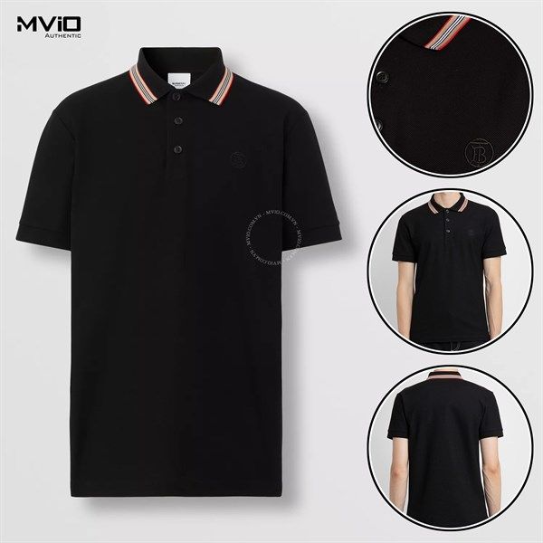 Polo Burberry Đen Cổ Viền Vàng 80537731