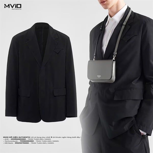 Blazer Prada Đen Logo Ngực SD169SOOO14B4 F0002