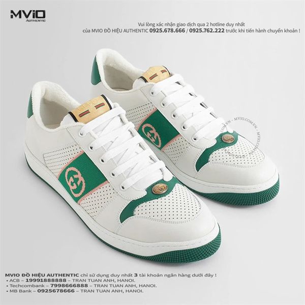 Sneaker Gucci Screener Trắng Viền Xanh 765054AACV8 9053