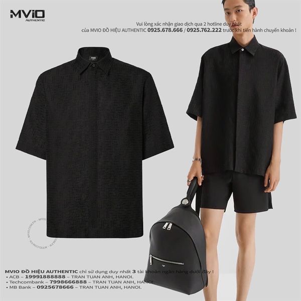 Sơ Mi Fendi Cộc Tay Đen FF Jacq Allover FS1317 AU6Y F0QA1