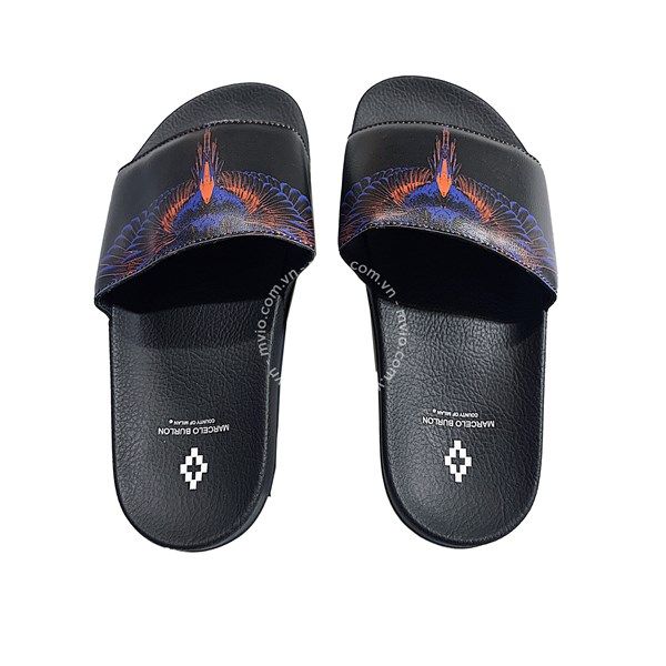 Dép Marcelo Burlon Đen Cánh Xanh Đỏ