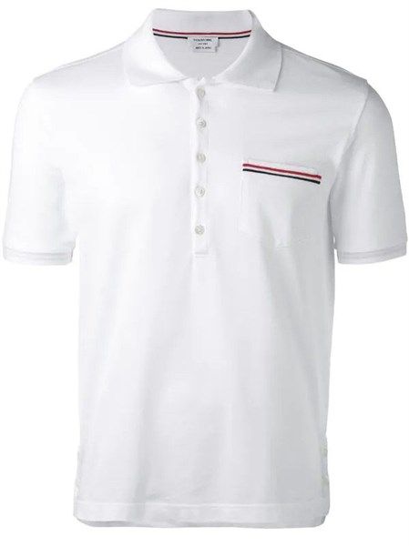 Polo Thom Browne Trắng Tay Viền MJP224