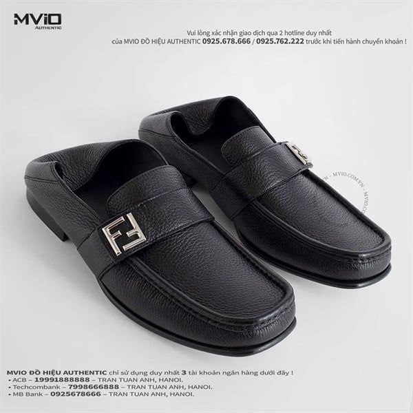 Loafer Fendi Đen Da Bê Tag FF Lệch 7D16484AQ6K F0QA1