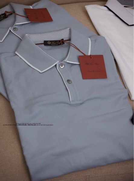 Polo Loro Piana Xanh Xám Viền Cổ FAI4903 MH47