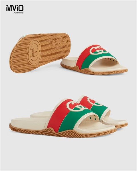 Dép Gucci Be Vạt Cờ 655265 160