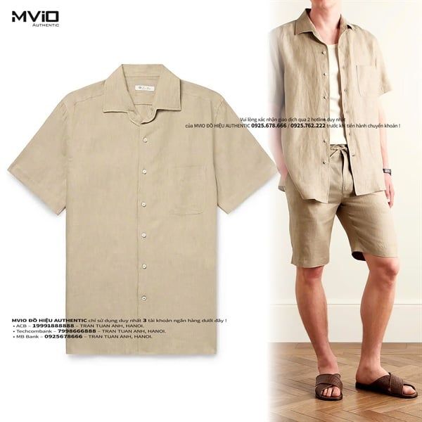Sơ Mi Loro Piana Be Cộc Tay Chất Lanh FAM6086D0CP