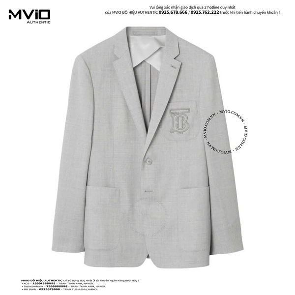 Blazer Burberry Xám TB Túi Ngực 8067447