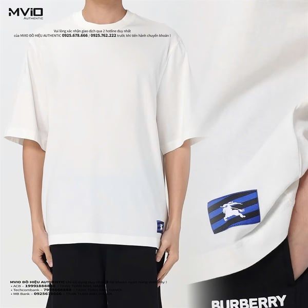 Phông Burberry Trắng Logo Ngựa Xanh Thân 8083593