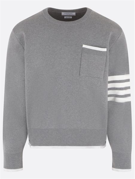 Len Thom Browne Xám Tay Viền Trắng MKA452AX300