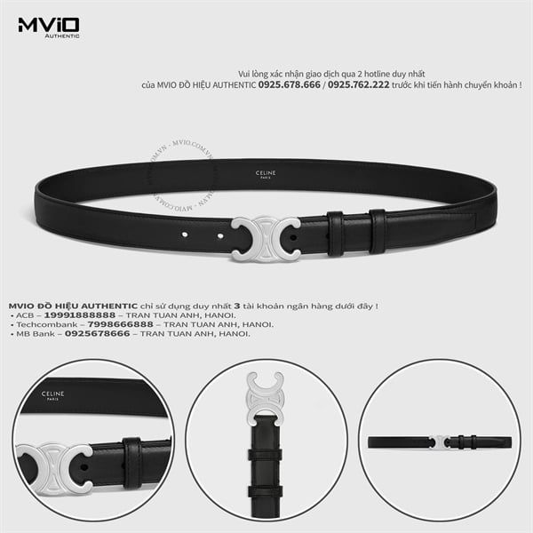 Belt Celine Đen Khoá Bạc 2.5 45AKA3A0138SI