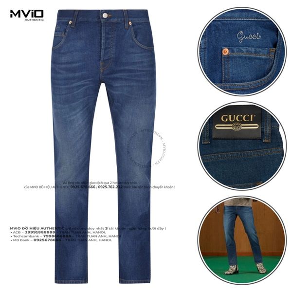 Jean Gucci Xanh TrƔn Logo Thêu Gucci Túi 408637 XDB11 4477