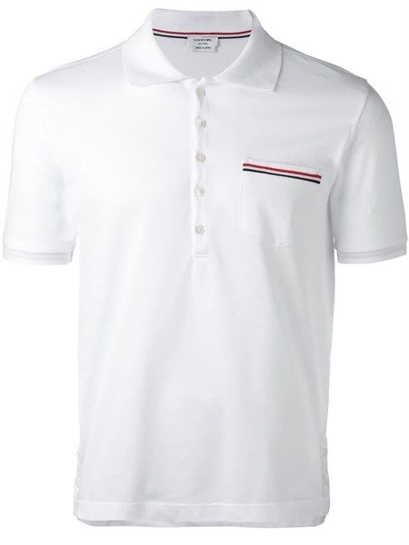 Polo Thom Browne Trắng Kẻ Túi E52RG22S069002