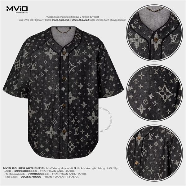 Sơ Mi Louis Vuitton Baseball Denim Monogram Hoa 1AF348