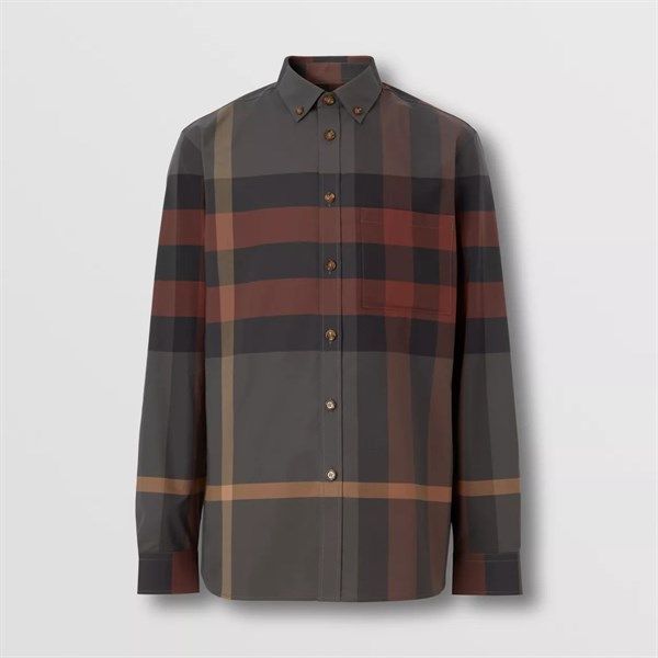 Sơ Mi Burberry Dài Tay Nâu Kẻ Đỏ 80586771