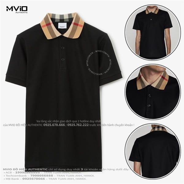 Polo Burberry Đen Cổ Check 8071620
