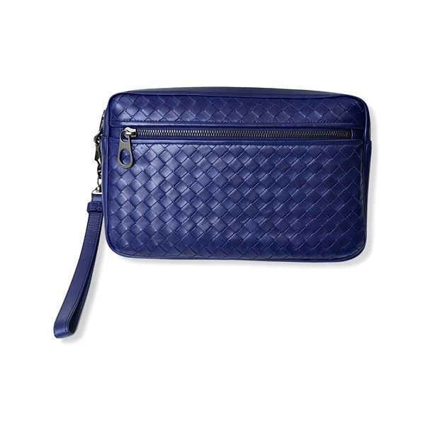 Clutch Bottega Veneta Xanh Navy Da Đan