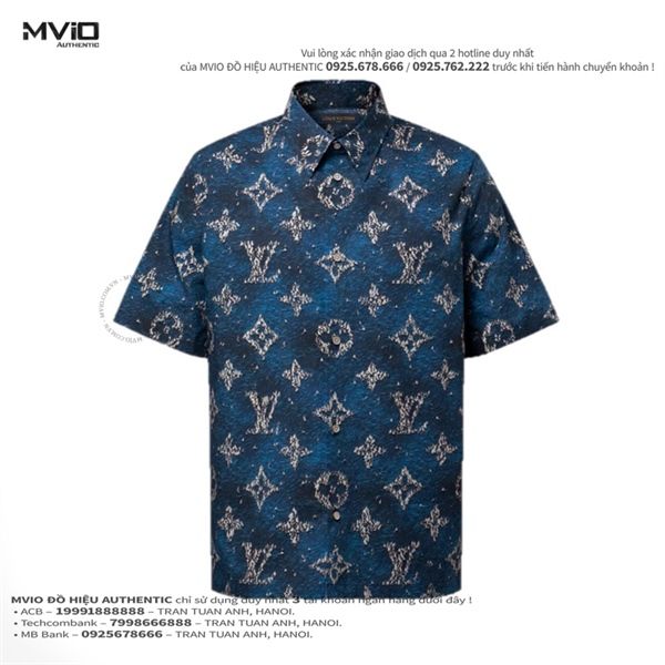 Sơ Mi Louis Vuitton Xanh Cộc Tay Monogram 1AHVTW