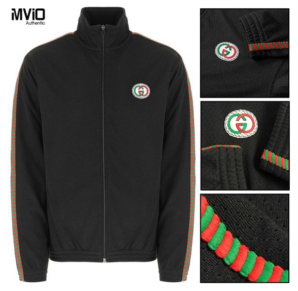 Khoác Gucci Đen Lưới Viền Vai Logo 599359 XJB1N
