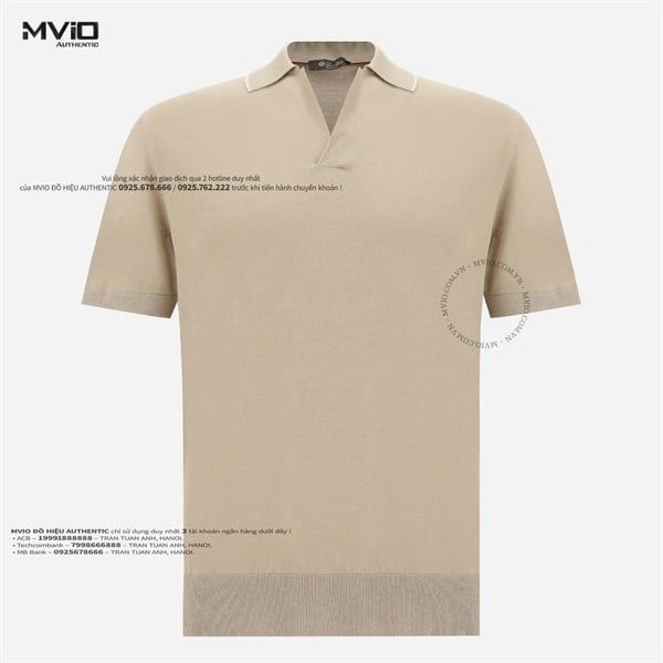 Polo Loro Piana Be Cổ Viền Trắng Dệt Kim FAM6145