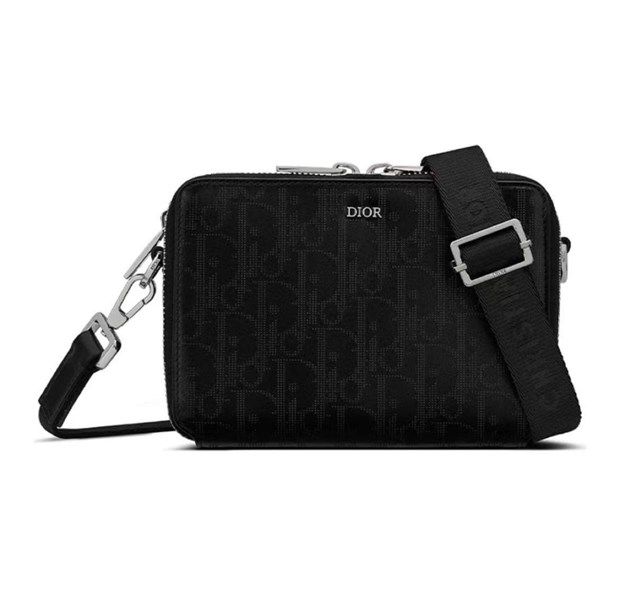 Túi Dior Đeo Chéo Đen Vân Obilique Chìm 1ADME130VRS2T