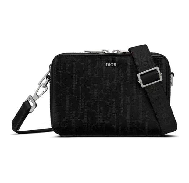 Túi Dior Đeo Chéo Đen Vân Obilique Chìm 1ADME130VRS2T