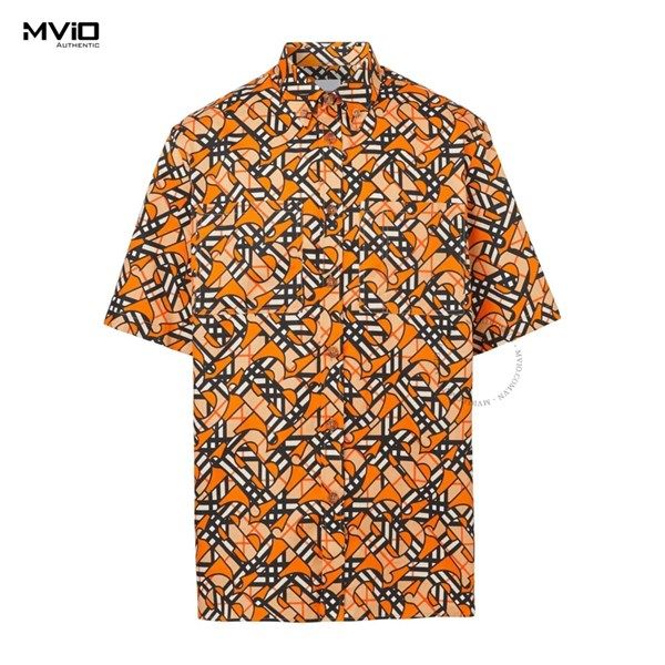 Sơ Mi Burberry Cộc Tay Đen Cam 8057257
