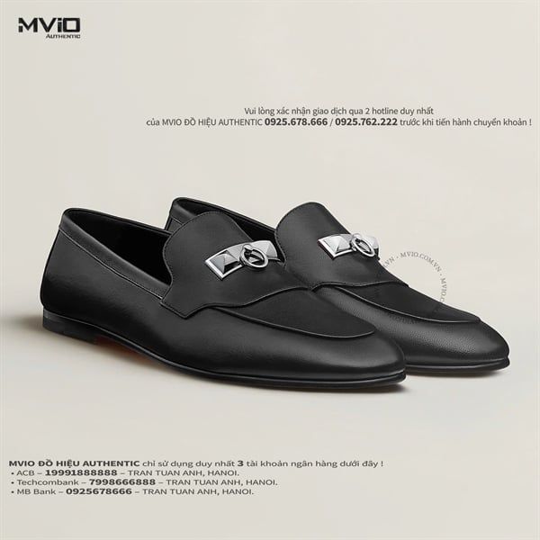 Loafer Hermes Đen Khoá Móc H202892ZA01420