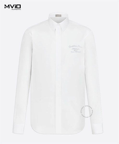 Sơ Mi Dior Trắng Dài Tay Chữ Atelier Ngực 213C523A1581 003