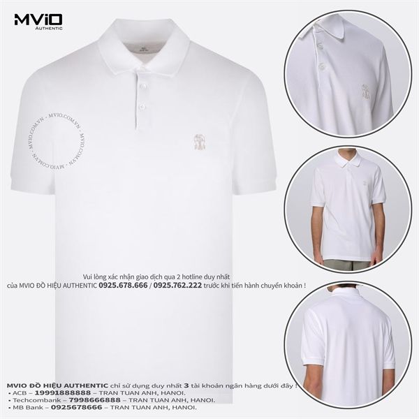Polo Brunello Cucinelli Trắng Logo MOT638765