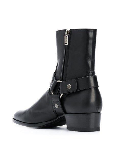 Boots Saint Laurent Đen Da Trơn