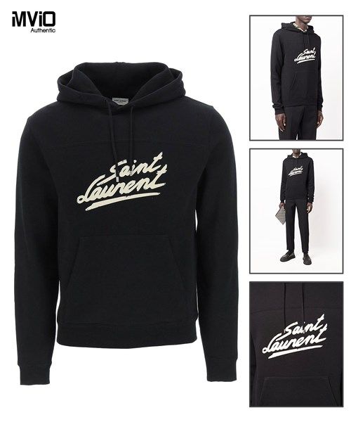 Nỉ Hoodie Saint Laurent Đen Chữ Ngực In Ngực 677263 Ybvb2
