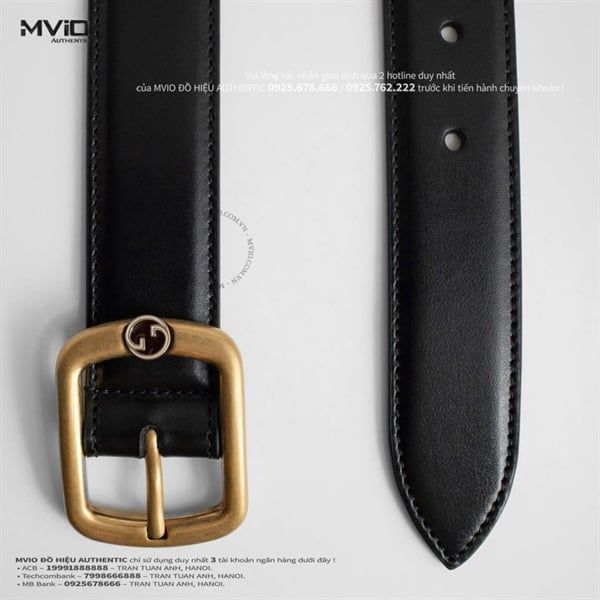 Belt Gucci Đen Khoá Cài Gold 7684090YARG 1056