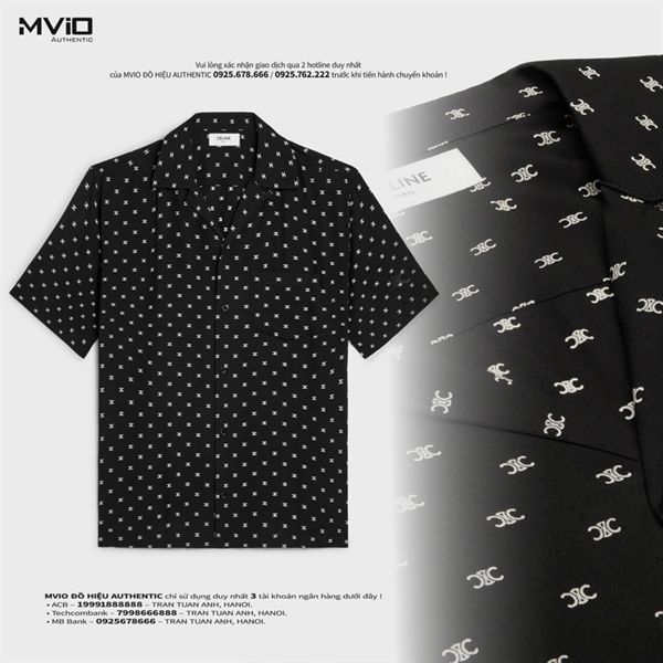 Sơ Mi Celine Đen Full Logo Nhỏ 2C946387Z 12NC