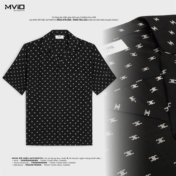 Sơ Mi Celine Đen Full Logo Nhỏ 2C946387Z 12NC