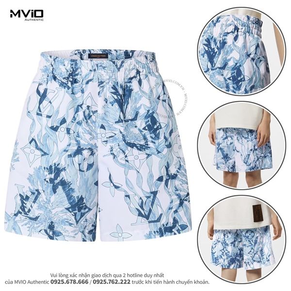 Short Louis Vuitton Trắng Xanh Monogram Hoa 1ABJJQ2